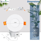 DLLT LED Recessed Ceiling Light: 6 Pack 3 Inch Slim Recessed Lighting for Kitchen - 5CCT Dimmable Canless Wafer Downlight for Living Room - 600LM Brightness 6W LED Can Lights for Bedroom ETL FCC