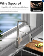APPASO Square Kitchen Faucets with Pull Down Sprayer, 3 Modes SUS304 Stainless Steel Faucet for Kitchen Sink, Single Handle Kitchen Sink Faucet, Brushed Nickel