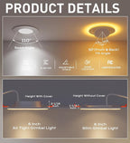 CLOUDY BAY [4 Pack] 6 inch 5 Color Swivel LED Gimbal Recessed Light with Night Light,12W CRI80+ 950LM,2700K/3000K/3500K/4000K/5000K，Canless Angled Adjustable Ceiling Downlight, White Finish