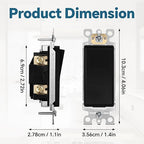 ThunderWay Matte Black Single Pole Decorator Wall Light Switch, Decorative Paddle Rocker Switch Replacement, 15A 120/277V, UL Listed for Residential Grade Applications, 10 Pack