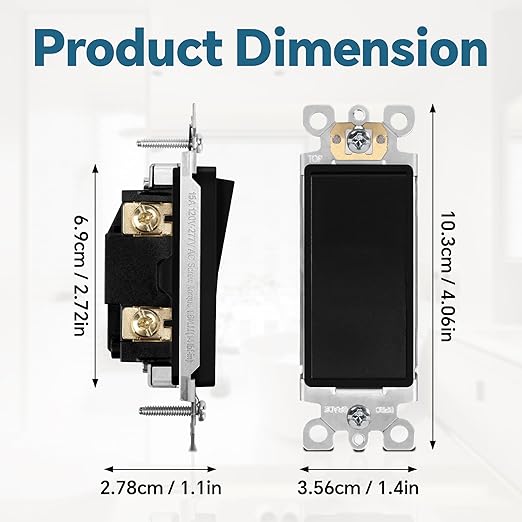 ThunderWay Matte Black Single Pole Decorator Wall Light Switch, Decorative Paddle Rocker Switch Replacement, 15A 120/277V, UL Listed for Residential Grade Applications, 30Pack