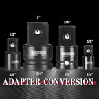 AOBEN 8 Piece Impact Socket Adapter and Reducer Set, 1/4, 3/8, 1/2" SAE Socket Adapter, Impact Driver & Wrench Conversion Kit Socket Reducer Set, Cr-V Steel