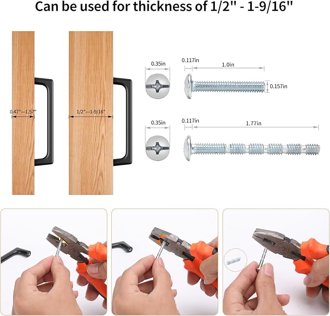 3 Pack 5 Inch(128mm) Hole Center Matte Black Modern Drawer Pulls Timeless Cabinet Pull Handle Vanity Pull Handle Classic Kitchen Cabinet Hardware, Screws Included, M-Black(5x3)