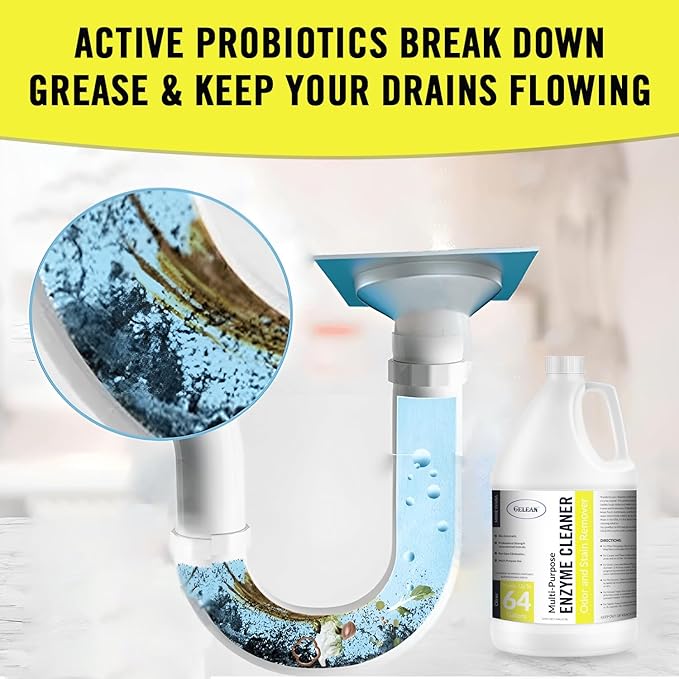 Multi-Purpose Probiotic Enzyme Cleaner, (1 gallon, Citrus) - Pet Stain and Odor Remover - Concentrated - Professional & Home Strength Drains, Floors, Bathrooms, Toilets Trash Can, Made in USA