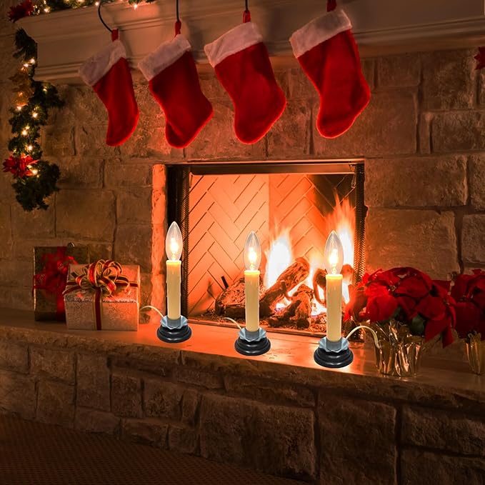 25 Pack Candle Light Bulbs, C26 Clear Torpedo Tip Candelabra Replacement Bulbs, 7 Watt Night Light Bulbs for Chandeliers, Electric Candle Lamp, C7/E12 Base