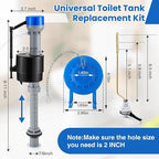 Saillong Universal Toilet Flusher Replacement Kit, Fill Valve, 2-Inch Flapper, Side Mount Handle Lever, Water-Saving, Adjustable Toilet Repair Kit Inside Tank, Easy to Install(1 Set,Blue Grey, Blue)