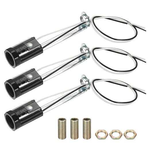 PATIKIL Candelabra Base Lamp Holder Light Socket, 3pcs UL Listed Keyless E12 Bulb Socket with 9.8" Wire Leads for E12 Incandescent LED Light Bulbs, 3.5" Tall