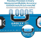 3-Piece Spirit Level Set (12", 24", 40"), Level Set with Magnetic Torpedo, 45°/90°/180°Bubbles Measuring, Aluminium Alloy Levels, Open Top View Design