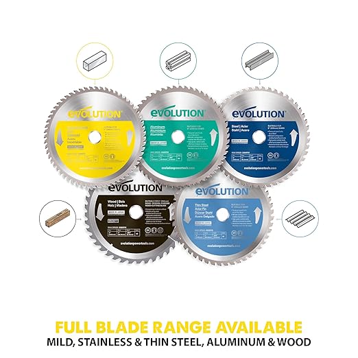 Evolution Power Tools 8BLADESS Stainless Steel Cutting Saw Blade, 8-Inch x 54-Tooth, Yellow