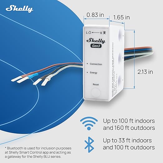 Shelly 3EM-63W Gen3 | Wi-Fi Operated Smart 3-Phase Energy Meter | Home Automation | Compatible with Alexa & Google Home | iOS Android App | No Hub Required | Data Logging | Solar Photovoltaic Ready
