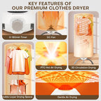 Portable Clothes Dryer 900W - Compact Mini Dryer for Small Apartments, Quick Dry Electric Clothes Dryer with Large Capacity for Dorm, RV, Travel