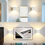 4 Pack LED 20W Outdoor Wall Lights Exterior/Interior 3 Colors Adjustable Wall Sconce Up and Down Light Porch Lights IP65 Waterproof Exterior Wall Sconce Modern Outdoor Lighting Square Aluminum White