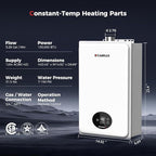 CAMPLUX Climatech 5 150,000 BTU Tankless Water Heater Gas Indoor, 5.28 GPM On Demand Instant Hot Water Heater Natural Gas for Whole House, for 3-5 Persons Family, Indoor Installation, CA528, CSA