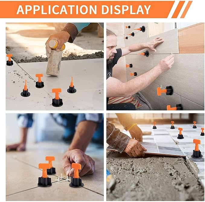 Tile Leveling System Kit 200 Pack T Type Tile Leveling Reusable Tile Installation Tool Kit for Stone Ceramic Stone Installation (200pcs Leveler Clip)