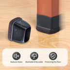 Ezprotekt 24 Pcs Rectangle Felt Chair Leg Floor Protectors for Hardwood Floors, Rectangle Silicone Furniture Pads Caps Covers for Chair Desk Table (Fit W :0.6-0.8", L: 0.9-1.3", Black)