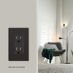 ENERLITES Elite Series Decorator Receptacle Outlet Child Safe Tamper-Resistant, Gloss Finish, Self-Grounding, 2-Pole, Residential Grade, 15A 125V, UL Listed, 61501-TR-DB-10PCS, Dark Bronze (10 Pack)