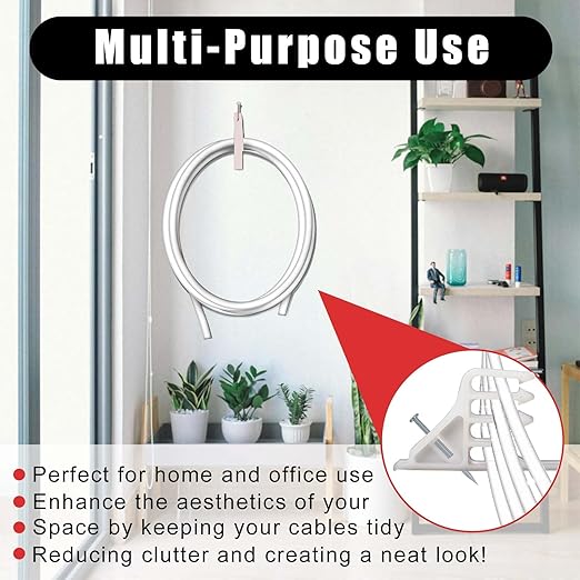 200 Pcs Multi-Cable Staple, Cable Stackers Electrical Wire Stackers, Cable Staples Clips with Steel Nails, White for Suitable Most Cables (White)