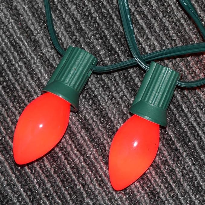 SUNSGNE C7 Red Christmas Replacement Night Light Bulbs, 5 Watt E12 Candelabra Base Bulbs - Great for Small Night Lights, Decorative Lights, Christmas Outdoor String Lights, Pack of 25