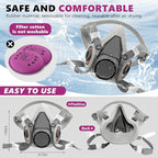 Respirator Mask with Filters, Reusable Half Face Respirator Mask for Asbestos, Resin, Fume, Dust, Welding, Painting