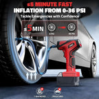 150PSI Tire Inflator Portable Air Compressor: Cordless Air Pump Compatible with Milwaukee 18V Battery - Car Tire Pump with LCD Display & LED Light for Auto, Motorcycles(Bare Tool)