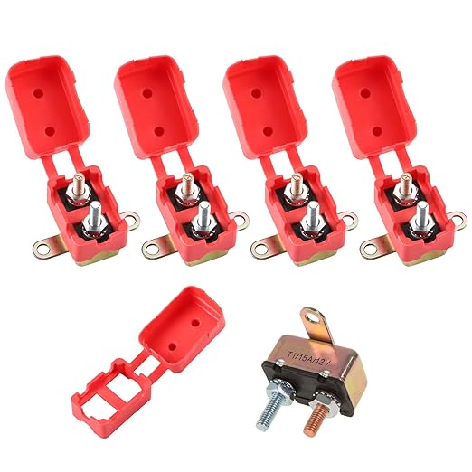 GLOSO Stud Type Circuit Breakers, Crosswise Bracket, Auto Reset (T1) - 5 Pack (20A) E512