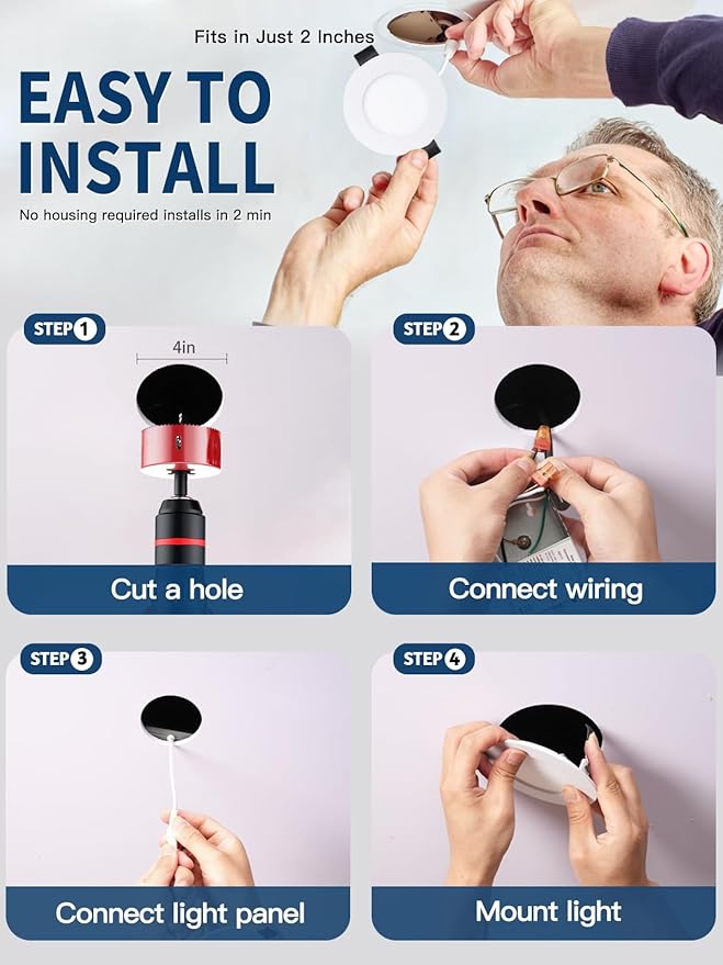 6-inch LED Recessed Lights - Slim Recessed Ceiling Light with Junction Box, 12W 5CCT Canless Lighting Fixture, Dimmable, Easy Install for Bedroom, Kitchen, Living Room, 12 Pack, Shiny Gold