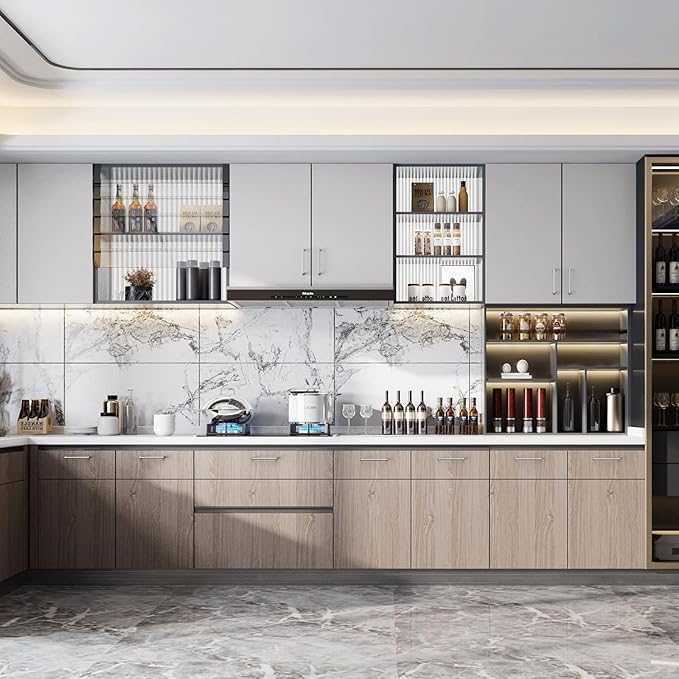 30 Pack 5 Inch(128mm) Hole Center Modern Brushed Satin Nickel Cabinet Pull Handle Timeless Vanity Drawer Pull Handle Classic Cabinet Hardware for Kitchen Bathroom, Screws Included, Nickel-B(5x30)