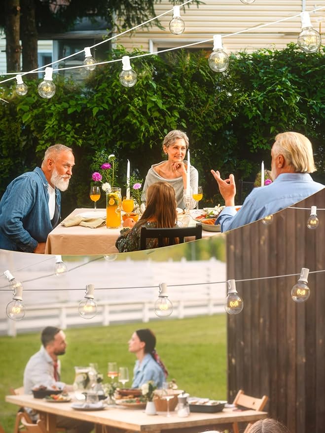 SUNSGNE G40 Replacement Light Bulbs, 5 Watt Clear Bulbs 1.5 Inch Globe Light Bulbs for Indoor Outdoor String Lights Replacement, Fits E12/C7 Screw Base Socket, 50 Pack