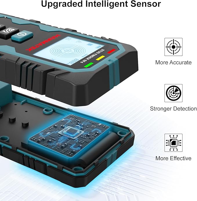 HANMATEK Stud Finder Wall Scanner,5 in 1 Multifunction Stud Locator with Upgraded Smart Sensor Audio Alarm HD LCD Display, Stud Finder Tool for The Center Edge of Metal, Studs, Plaster,AC Wire,Pipe