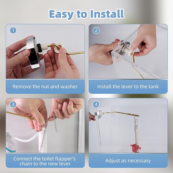 Hibbent 2 Pack Metal Toilet Handle Replacement, Compatible with TOTO THU068#CP Trip Lvr for St743S, Brass Handle Trip Lever, Side Mount Toilet Tank Flush Lever, Chrome