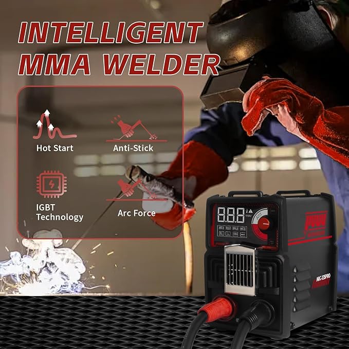 110V 135A Stick Welder Lift Tig Welder Portable Welding Machine with Overheat Protection,Electrode, Digital Screen, Quick Connector with Hot Start - MINI MMA Arc Welder