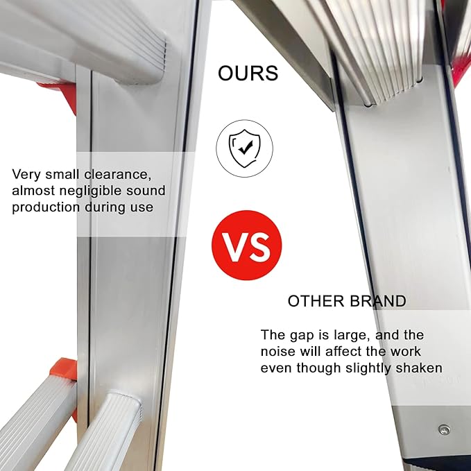 Ladder, A Frame 5 Step Ladder Extension, 17 Ft Anti-Slip Multi Position Ladder, Storage Folding Ladder, 330 lbs Security Load Telescoping Aluminum Ladders for Stairs Home Indoor Outdoor Roof