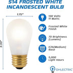 OHLECTRIC Frost White Night Light Bulbs (10-Pack) 11-Watt S14 Sign Bulb, Decorative Light Bulbs, E26 Medium Base, Colorful Bulbs, Dimmable, Sign Replacement Lamp for Indoor & Outdoor Use. Avg Hrs 5000