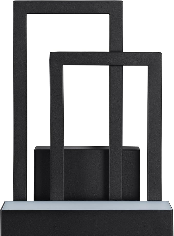 LamQee 25.6 Inch Modern Outdoor Wall Lights, Integrated LED 1200LM Large Exterior Lighting Fixture Dual Rectangle Outdoor Sconce, Black Metal Wall Mount Porch Light Outside Lamp for House Garage Patio