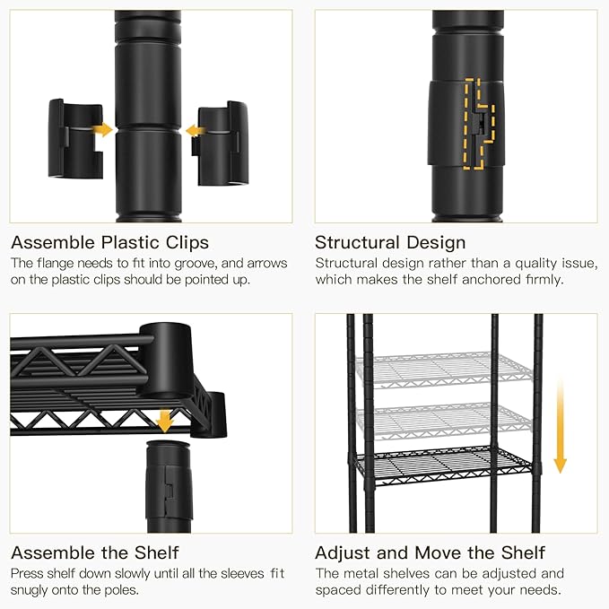 Ulif H2 Heavy Duty Clothes Rack, Freestanding 4 Tiers Garment Rack for Hanging Clothes with Shelves and Hangers, Closet Organizers and Storage Metal Closet Wardrobe System, Max Load 500 LBS, Black