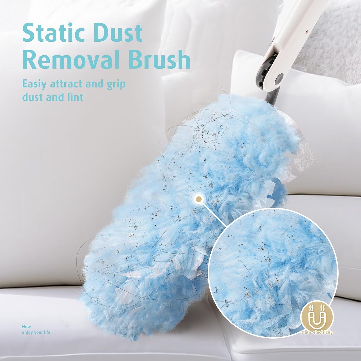 60 Count Heavy Duty Duster Refills with Two 3 ft Extendable Handle Starter Kit, Compatible with Swiffer Disposable Microfiber Feather Dusters for Cleaning Home