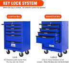 5 Drawers Rolling Tool Box on Wheels, Multifunctional Tool Chest Cabinet with Lock, Drawers Rolling Tool Cart Trolley Organizer Tool Storage Case for Warehouse,Garage,Workshop (Blue)
