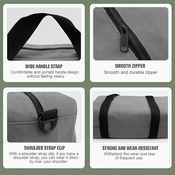 Small Tool Bag,Close Top Wide Mouth Tool Organizer Bag,Large Capacity Tool Bags for Men,Canvas Tool Storage Bag for Storage Handbag for Screwdrivers,Wrench,Pliers Hand Tools (Gray, 18 Inch)