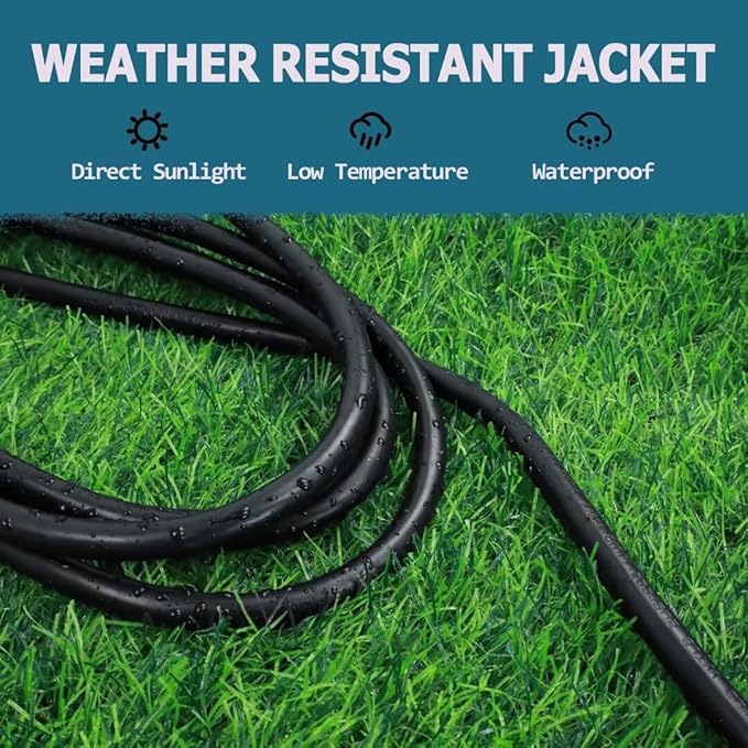 Indoor Outdoor Extension Cord 10 FT Waterproof, 16/3 Gauge Heavy Duty Black Extension Cords, 13A 1625W SJTW Extension Cord with 3 Prong Grounded Plug, Great for Tools, Lights, UL Listed, 2PK