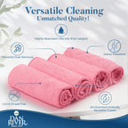 DAN RIVER 12-Pack Pink Microfiber Towels – Ultra Absorbent, Lint-Free & Streak-Free Kitchen Cleaning Cloths for Home, Car & Kitchen - Must-Have Cleaning Essentials - 12" x 12"