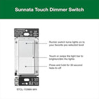 Lutron Sunnata Touch Dimmer Light Switch with Wallplate, LED+ Advanced Technology for LED and Incandescent, 3 Way/Multi Location, STCL-153MW-WH, White
