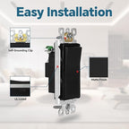 ThunderWay Matte Black Single Pole Decorator Wall Light Switch, Decorative Paddle Rocker Switch Replacement, 15A 120/277V, UL Listed for Residential Grade Applications, 20Pack