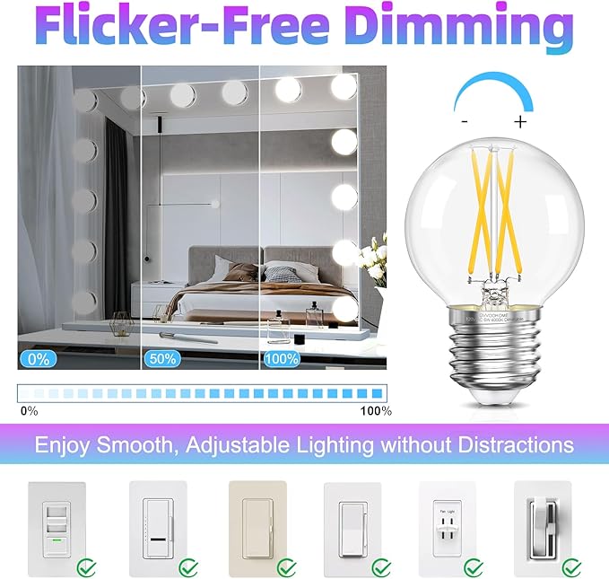 G16.5 LED Bulb Dimmable, 6W, 60 watt Equivalent, 4000K Neutral White E26 Globe Bulb, Round Edison Bulbs for Ceiling Fan, Pendant, Chandeliers, 90+CRI 600LM, 6 Pack