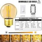 Leools G16.5 E26 led Bulb 4W Equal 40 watt Vintage LED Edison Bulb AC120V 400LM 2700K Amber Warm White Clear Dimmable LED Bulb for Ceiling Fan Light Bulbs,Appliance and Refrigerator Light Bulb 6Pcs