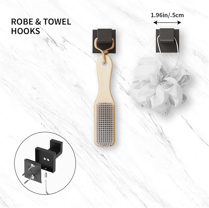 20-Pieces Matte Black Bathroom Accessories Set, 23.6 Inch Bath Towel Bar Set, SUS 304 Stainless Steel Bathroom Hardware Set, Towel Racks for Bathroom Wall Mounted.