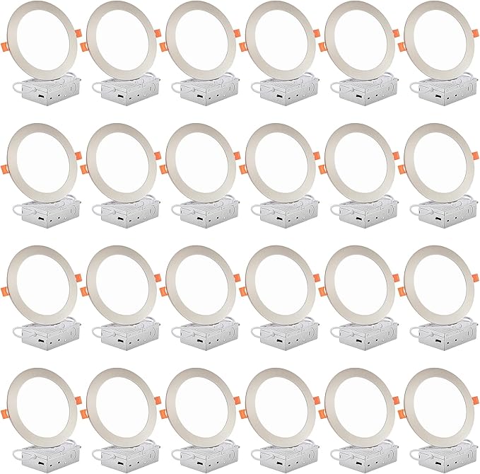 DLLT LED Recessed Ceiling Light: 24 Pack 6 Inch Brushed Nickel Recessed Lighting