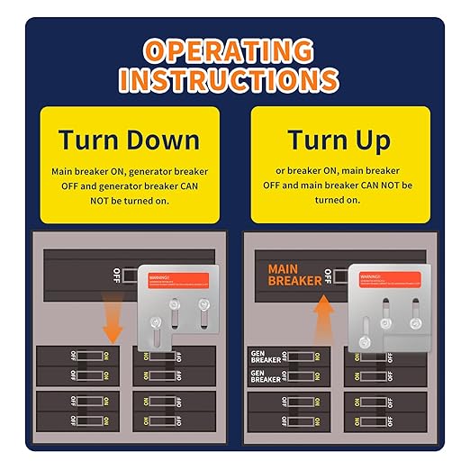 Generator Interlock Kit Compatible with Square D QO or Homeline 150 or 200 amp Panels, 1 3/8 inches Spacing Between Main and Generator Breaker，Use Portable Power Sources Safely During Power Outages