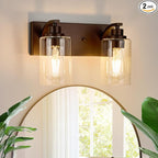 2-Light Bathroom Light Fixtures Modern ORB Vanity Lights for Bathroom Lighting Fixtures Over Mirror with Clear Glass Shade for Cabinet Mirror Bedroom Hallway