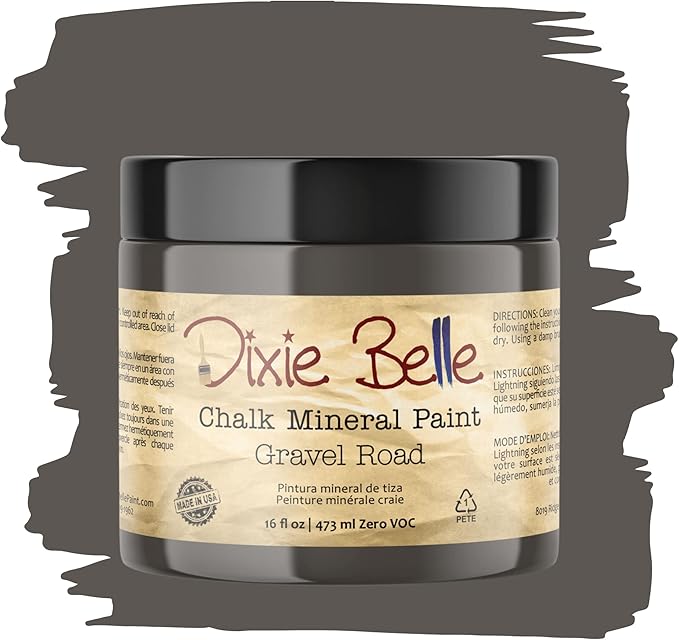 Dixie Belle Paint Company Chalk Finish Furniture Paint - Gravel Road (16oz) - Matte Warm Gray Chic Chalk Mineral DIY Furniture Paint