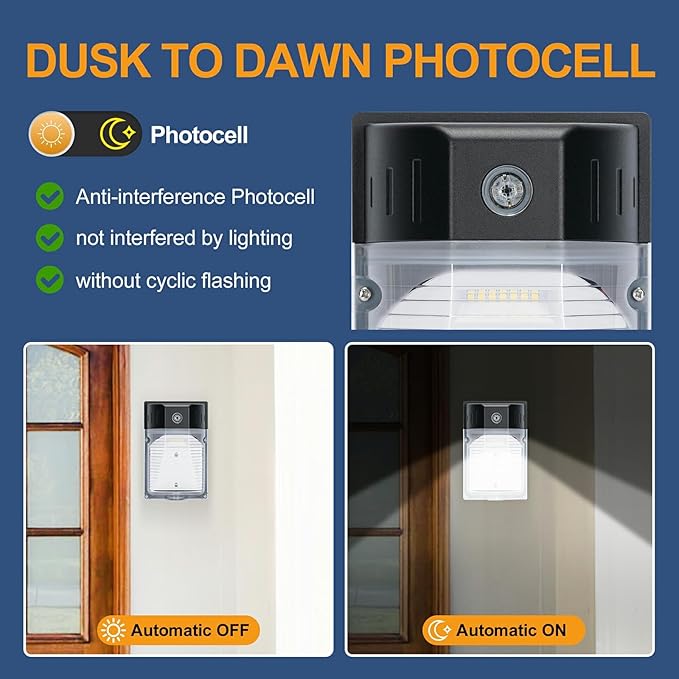 30W LED Wall Pack Light with Dusk to Dawn Photocell 4Pack, 3900LM 5000K Daylight, LED Wall Lights Outdoor Security Lighting for House Garage Yard Garden, IP65 Waterproof, 100-277VAC, ETL Listed